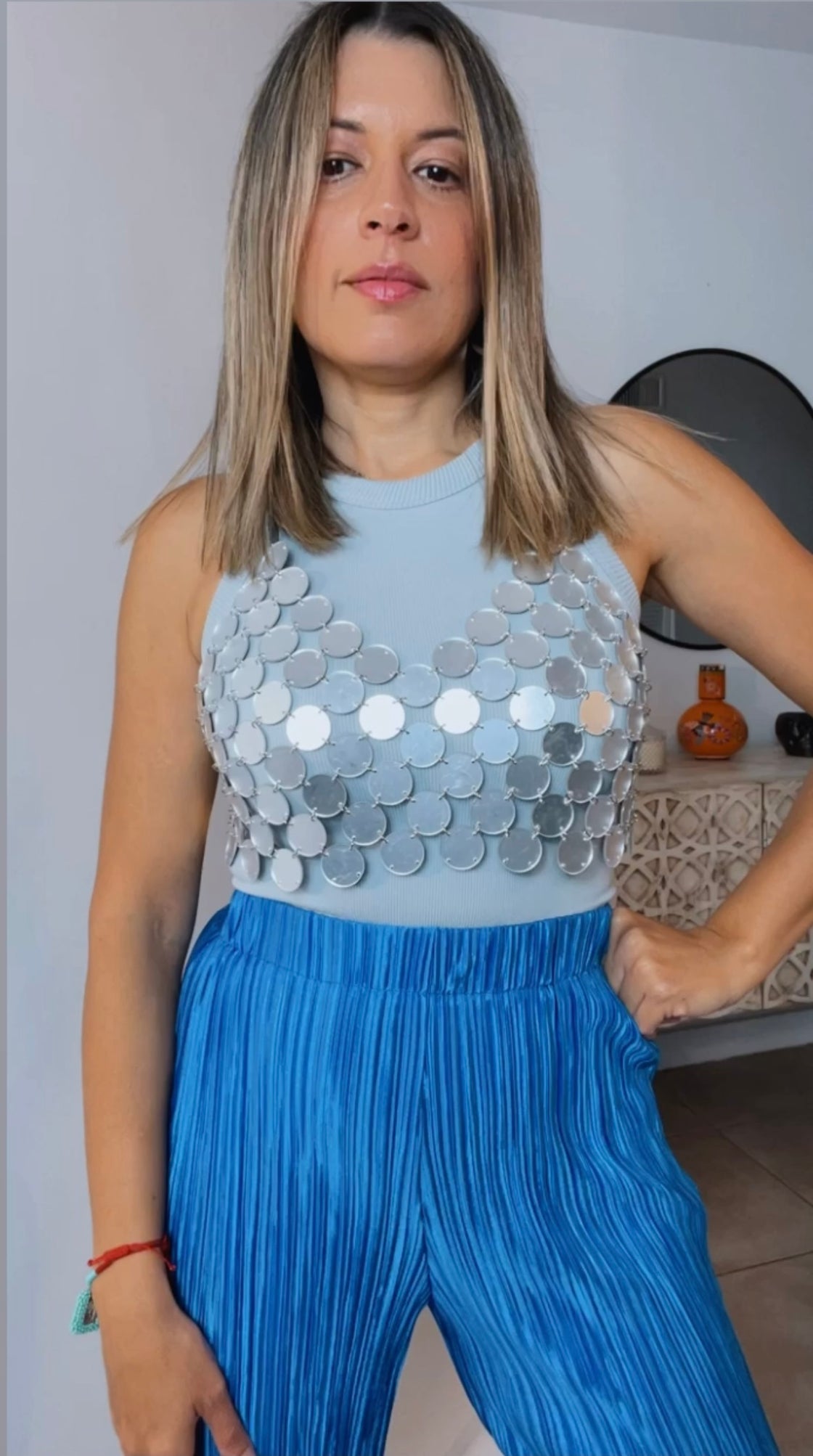 Silver Metallic Top