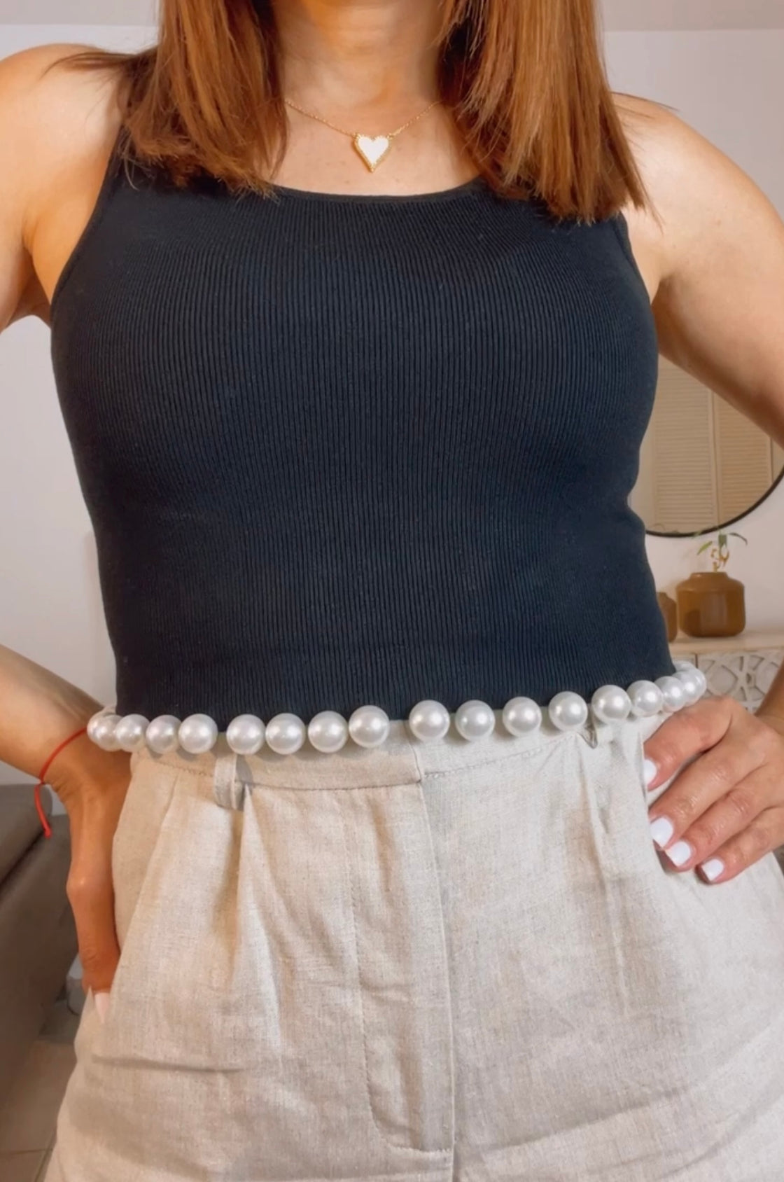 Black Pearls Crop Top