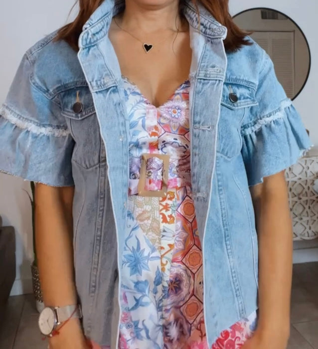 Denim Ruffle Jacket