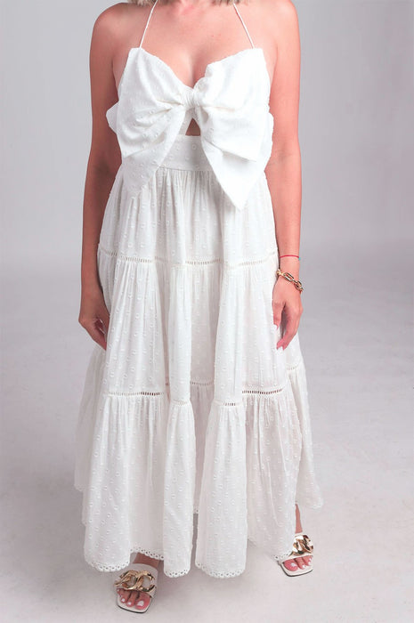 Lana White Bow Midi Dress