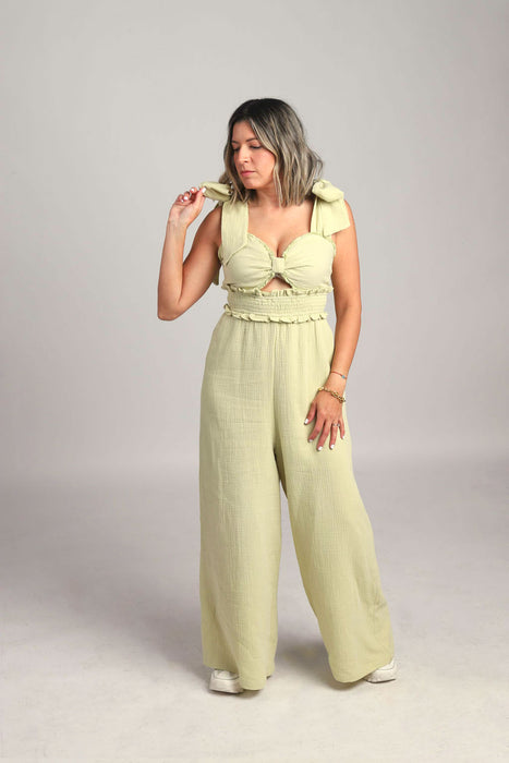 Boho Ribbon Tied Jumpsuit