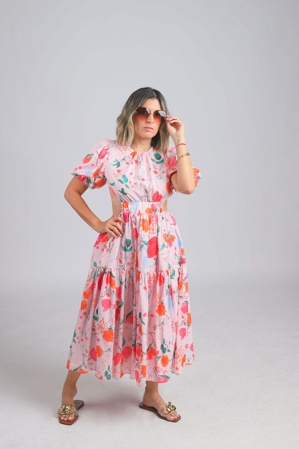 Anthia Floral Cut Out Midi Dress