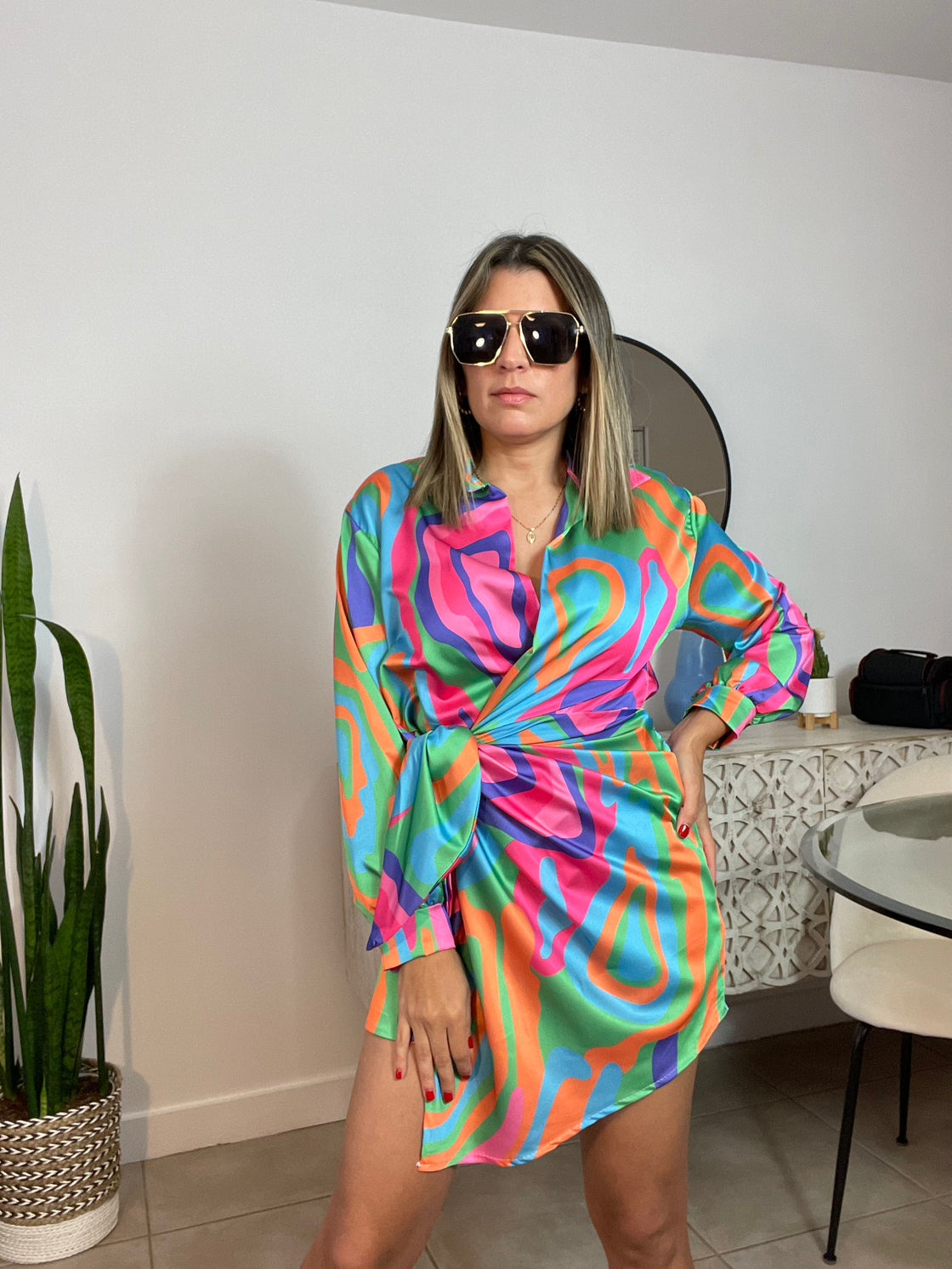 Bright Colors Wrapped Around Short Dress