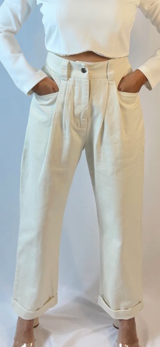 High Waisted Ivory Pants