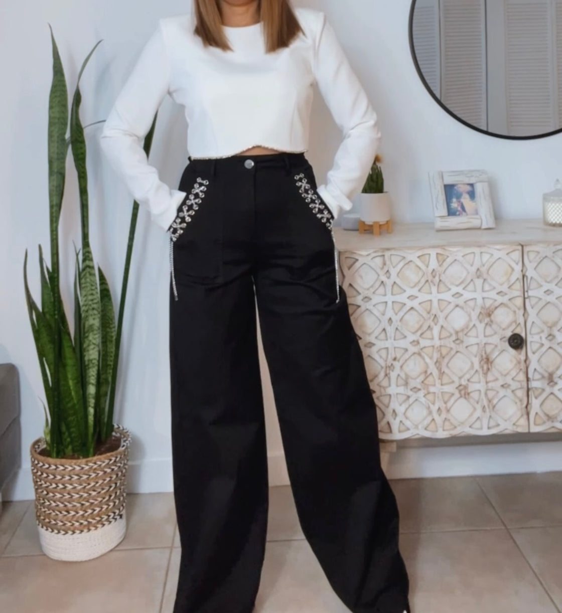 Black Chain Long Pants